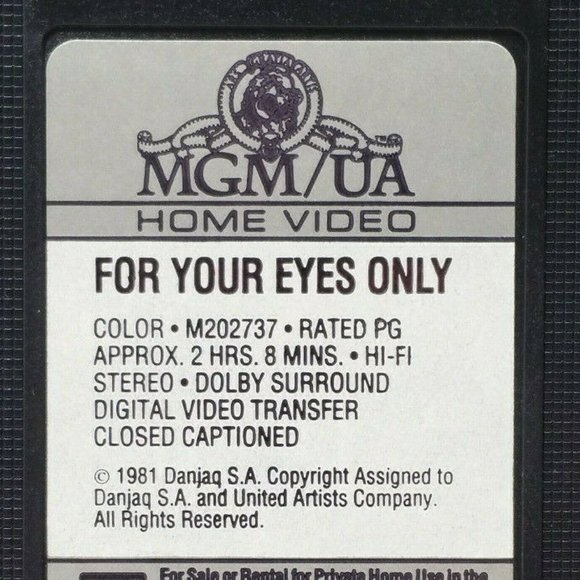 For Your Eyes Only (VHS, 1981) 4948E1M - Picture 12 of 14